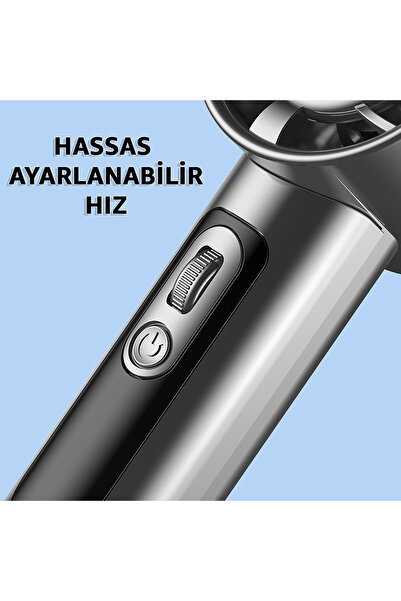 ROBEVE Dijital Göstergeli Taşınabilir Şarjlı El Fanı Vantilatör - LCD Ekran - Turbo Fan Vantilatör