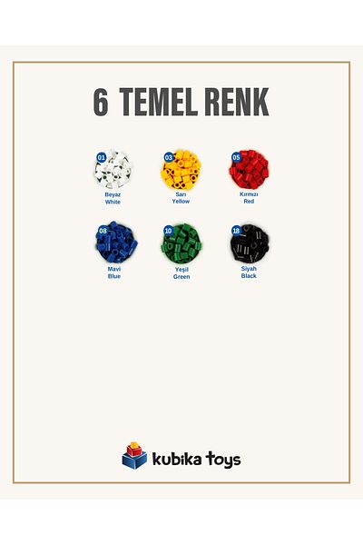 Hama 6 Basic Colored Midi Beads - 1,000 Pcs