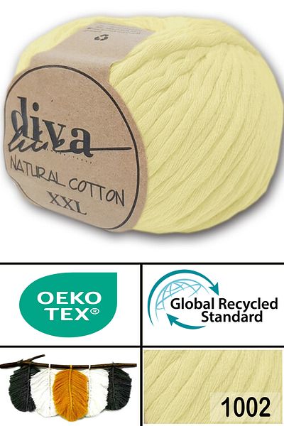 Diva İplik Diva Natural Cotton Xxl 1002 Μαλακό Κίτρινο