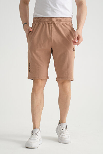 Shooter Sportswear Ανδρικό σορτς με λογότυπο Minimal Βαμβακερό Σκούρο Μπεζ Regular Fit