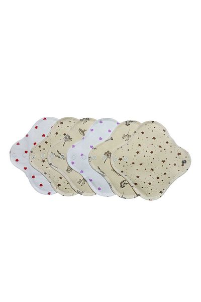 Ponped 6-Piece Bamboo Natural Women's Pads - Daily Washable