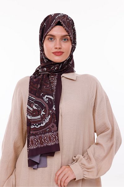 tarzınısec Retro Patterned Women's Shawl Burgundy Estascarf