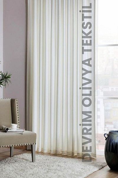 DEVRİM OLİVYA TEKSTİL Planting Cream Satin Curtain – Height and Height Measure Options