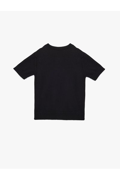 Koton Short Sleeve Crew Neck Stone Knit Sweater