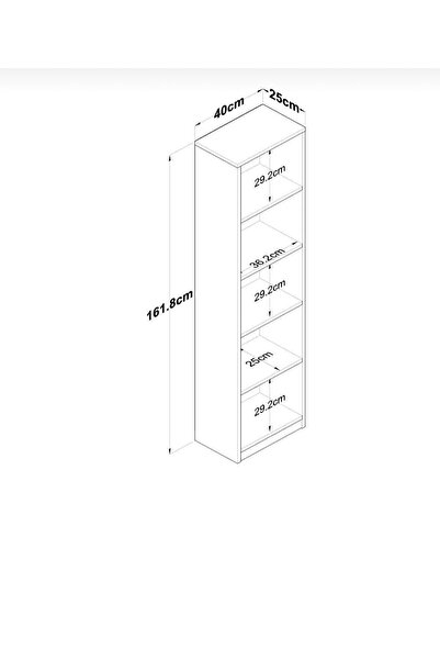 MEŞE MOBİLYA Kitaplık 5 Raflı Çalışma Odası Kütüphane Modern Duvar Rafı Beyaz -Sepet