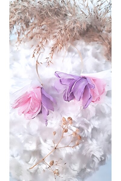 Serenity أقراط من التول الملون على شكل زهرة