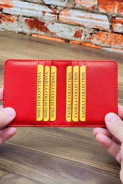 VANİLLA Super Thin Ergonomic Leather New Generation Card Holder Wallet Portfolio Red