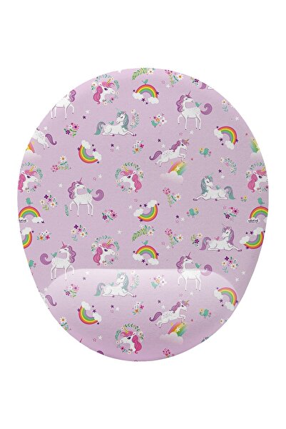 Unicorn Desenli Bilek Destekli Mouse Pad Ergonomik Kaymaz Taban Mousepad Fare Altlığı