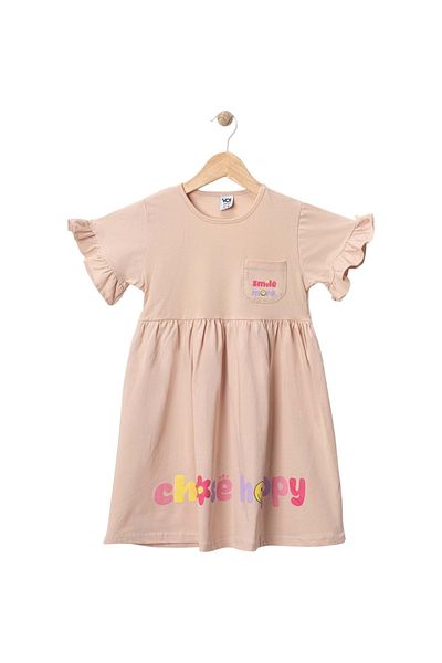 Babexi Smile Printed Printed Pocket Dress Mink