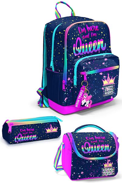 Coral High Set de 3 ghiozdane multicolore - SET 0123635