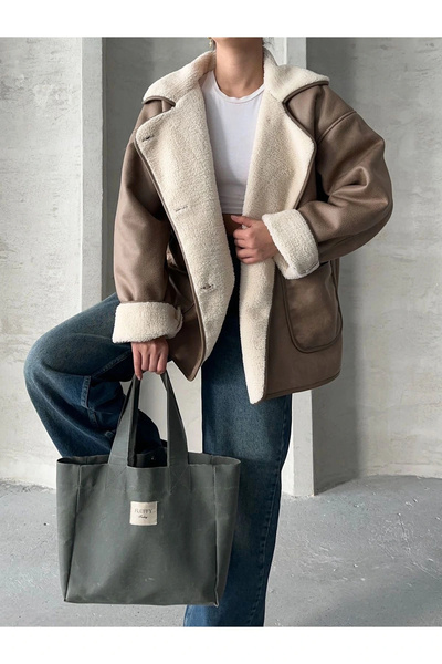 MEECY ZR ΣΥΜΒΑΤΙΜΟ PREMIUM NUBUCK ΔΕΡΜΑΤΙΝΟ ΠΑΛΤΟ ΔΙΠΛΗ ΤΣΕΠΗ