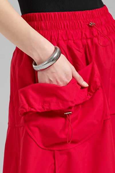 tw3 Women's Design Balloon Skirt with Pockets and Elastic Waist