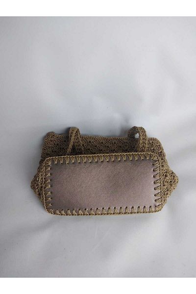RELYA Women's Macrame Mink Color Strap Knitted 2 Snap Shoulder Bag Width 20 cm Length 18 cm Depth 11 cm