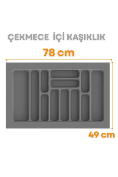 ShopyTime Çekmece İçi Kaşıklık ve Kepçelik Düzenleyici – Gri 78x49 cm (78,5x4...