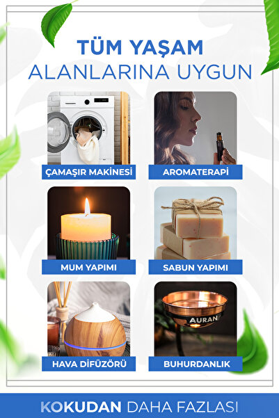 AURAN Beyaz Sabun Esansiyel Uçucu Koku Yağı Difüzör Esansı Buhurdanlık Yağı Aromaterapi Yağı 10ml