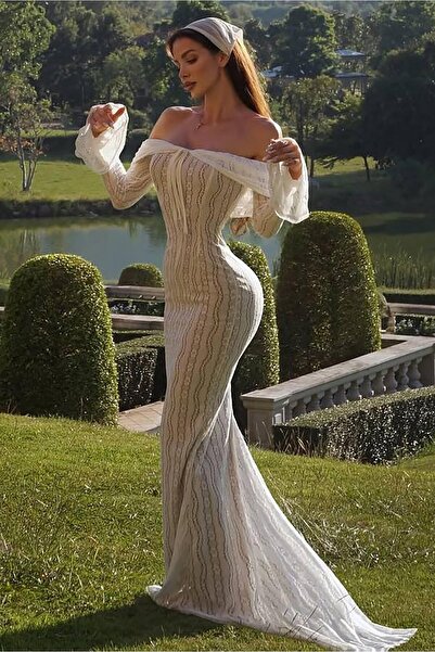 Bikini Mayokini Dünyası Inna Off-The-Shoulder Woven Dress - Cream