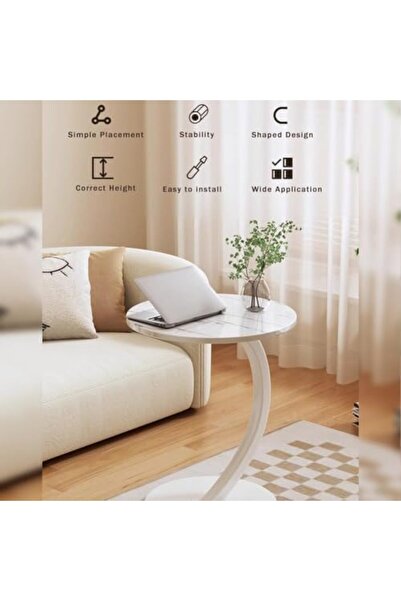 Generic Sofa Side Table, Bedside End Table, C Shaped End Table, Laptop Coffee and Snack Side Table