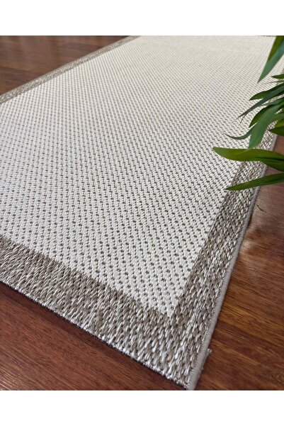 NaRStore Home Sisal Jüt Hasır Bordürlü Model Krem Renk Dokuma Yıkanabilir Toz Vermez Halı