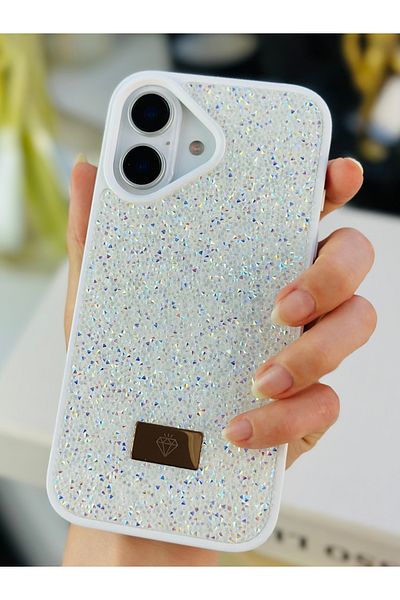 Go Aksesuar حافظة سيليكون متوهجة بتصميم ألماس متوهجة بالألماس متوافقة مع هاتف iPhone 16