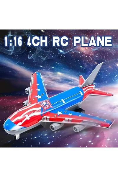 divendi-ro Toy airplane, for children 3 years+, With remote control, Plastic, Scale 1:16, Blue-Red