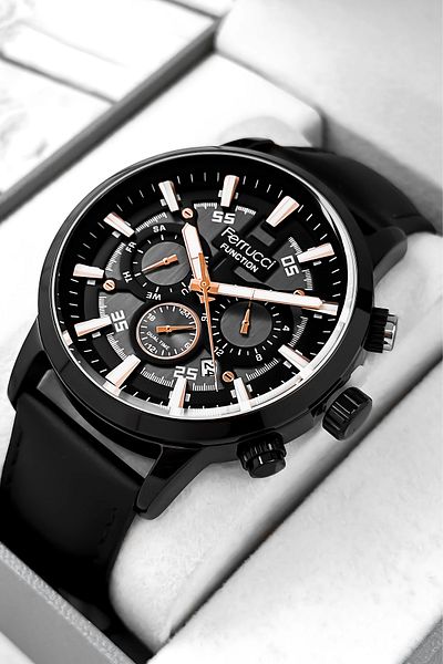 Ferrucci Function Black Color Leather Strap Men's Wrist Watch Zmfer064