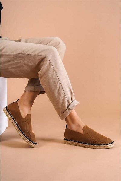 marceline Unisex Tan Color Straw Sole Comfortable Knitwear Sports Shoes - Casual Espadrille