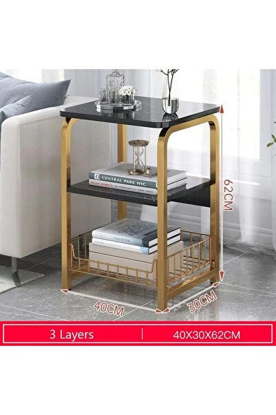Generic End Table Sofa Side Table Bedside Desk Nightstands Small Coffee Table with Storage Basket for Living