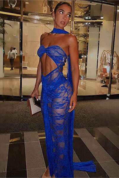 Bikini Mayokini Dünyası Rochie Luisa din dantelă decoltată - Albastru