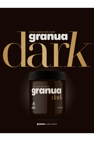 Granua Dark | Doğal Kakao Yağında Sürülebilir Dark Çikolatalı Fındık Kreması 400 gr