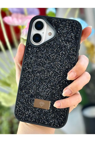 Go Aksesuar حافظة سيليكون متوهجة بتصميم ألماس متوهجة بالألماس متوافقة مع هاتف iPhone 16