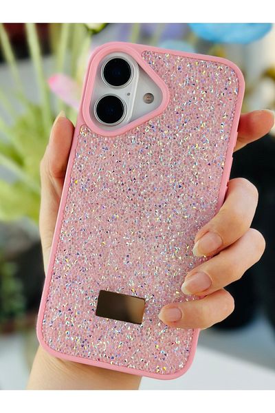 Go Aksesuar حافظة سيليكون متوهجة بتصميم ألماس متوهجة بالألماس متوافقة مع هاتف iPhone 16