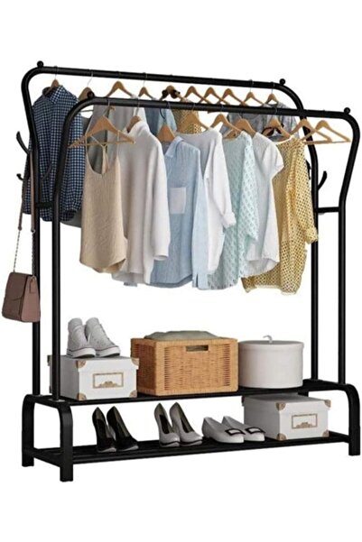 Generic Hanging Garment Rack, Double-Rail Metal Heavy-duty Clothes Stand Rack Indoor Balcony Modern S