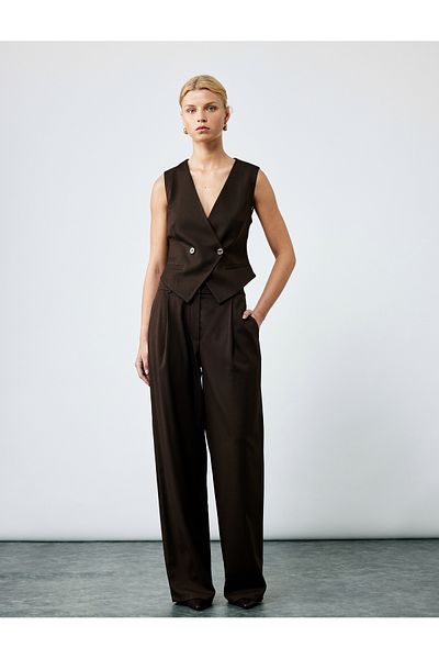 Koton Buttoned Sleeveless V Neck Blazer Vest
