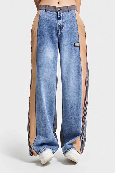 its basic Women's Blue Color Palazzo Fit Fabric Denim Piece Special Design Denim Jean