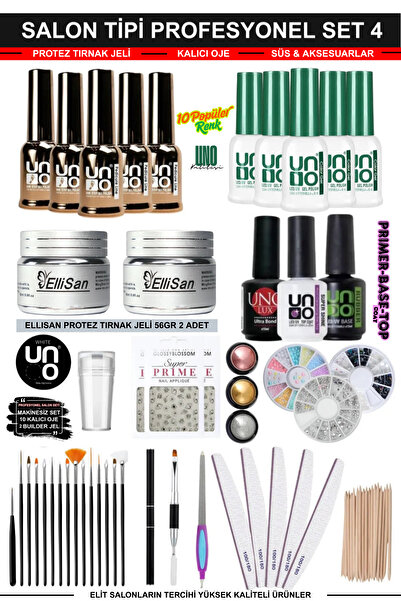 KozMood Kalıcı Oje - Protez Tırnak Seti Salon Set:4 (JEL SÜS FIRÇA FULL PARÇA...