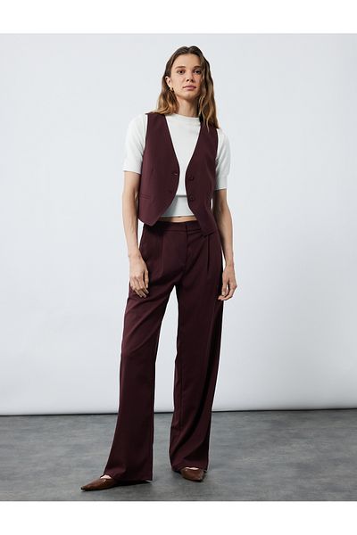 Koton Lined Sleeveless Buttoned V-Neck Blazer Vest