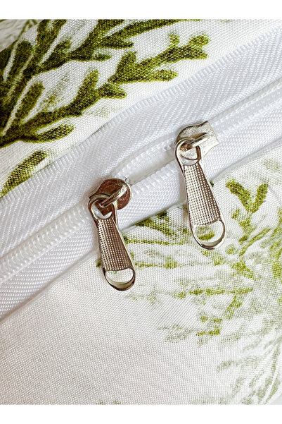 LUNA HOME Queen size 6-piece modern duvet cover set with green leaf pattern