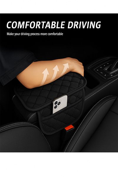 UYDEE Black Thai Feather Auto Armrest Cover Cover Capitone Sponge Black Embroidered Car Seat Cover