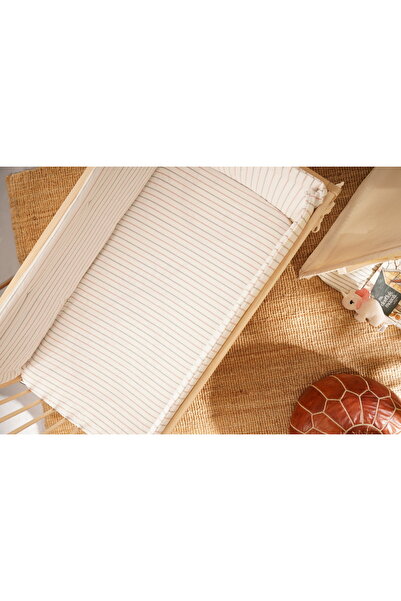 homytextiles Baby Crib Side Protection Set Anthracite - Red Striped