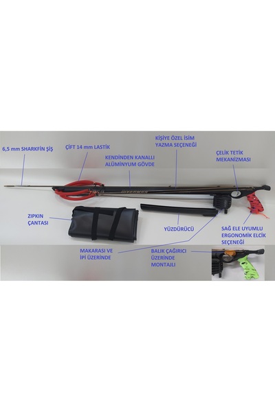 Diverman ÇAĞIRICI YÜZDÜRÜCÜ ÇANTA ŞOK LASTİĞİ HEDİYELİ Divermaster Elite 3.Nesil Çift Lastik Açık Kafa Zıpkın