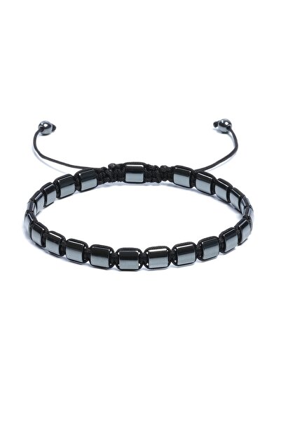 Sırlı Taş Hematit Bileklik - Pavle Bright Grey Bileklik - Tasarım Bileklik 6m...