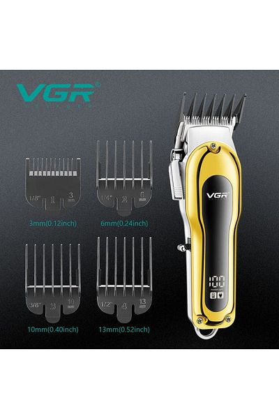 divendi-ro Mașină de tuns profesională VGR V-680, cu lamă din oțel inoxidabil, 5W, afișaj LCD, Negru-Auriu - Negru/Auriu