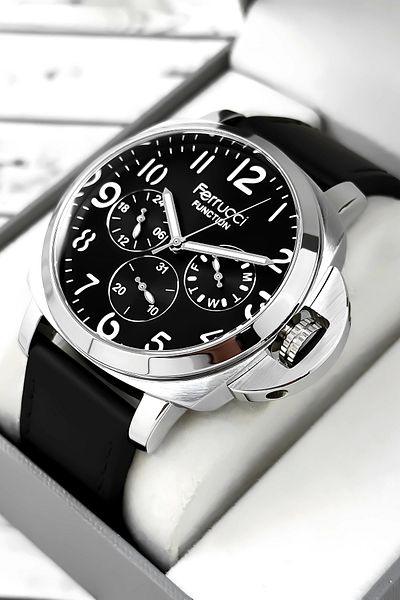 Ferrucci Men's Wristwatch Bracelet - Black Leather Cord, Zmfer158 Model