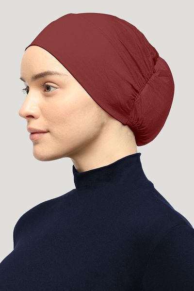 Mesa Charm Women's Hijab Lycra Elastic Non-Slip Combed Cotton Bonnet Claret Red