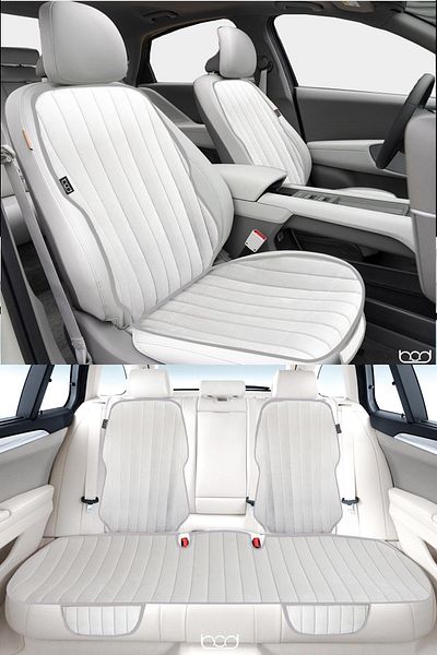 Bod Vodina Series Thai Feather Pocket Car Seat Cushion Set Seat Protection Cover Front Rear Set Gray