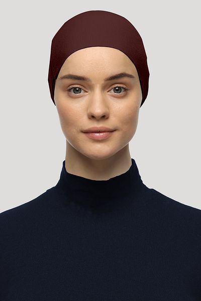 Mesa Charm Women's Hijab Lycra Lace-Up Non-Slip Combed Cotton Bonnet Claret Red