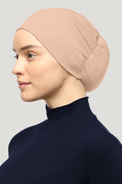 Mesa Charm Women's Hijab Lycra Elastic Non-Slip Combed Cotton Bonnet Beige