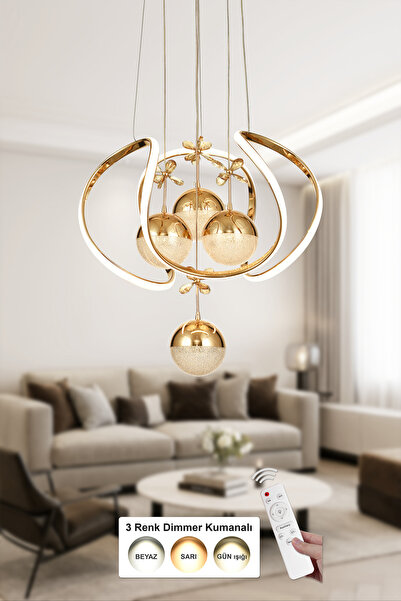 Avizemoda Vira 4'Lü Dimmer Kumandalı 3 Renk Ledli (Sarı-Beyaz-Gün Işığı) Mode...