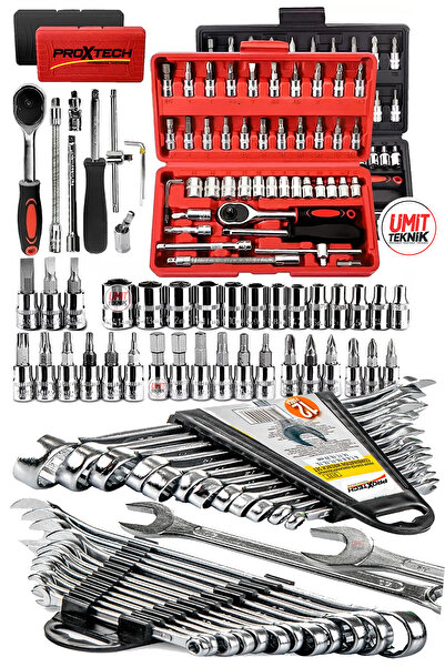 PROXTECH 58 Parça 46mini Lokma Takımı Otomatik Cırcırlı 1/4" 12 Parça Kombine Açık Ağız-yıldız Anahtar Takım
