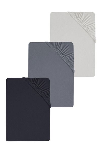 COTENCONCEPT 3 Plain Cotton Single Sheets 80 X 200 + 30 cm Elastic Combed Cotton Sheets
